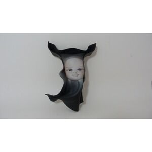 Gibson 1998 Studio Art painted leather Wall Mask Ethereal Face Sculpture Black